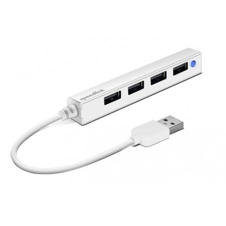 USB HUB, 4 porty, USB 2.0, SPEEDLINK "Snappy Slim" biela