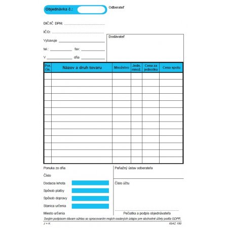 Objednávka A5 - 100 listov samoprepis