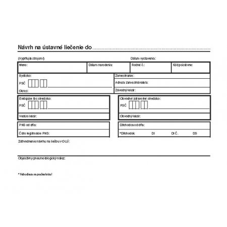 Návrh na ústavnú liečbu A5