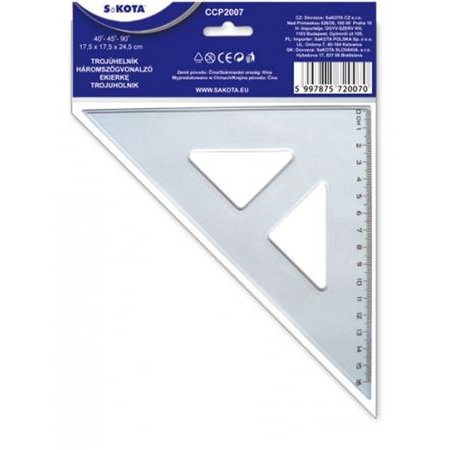 Pravítko, trojuholníkové, plastové, 45°, 16 cm, SAKOTA