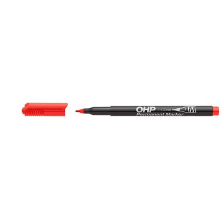 Permanentný popisovač, OHP, 1-1,5 mm, M, ICO, červený