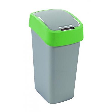 Odpadkový kôš s výklopným vekom, na triedenie odpadu, plastový, 45 l, CURVER, zelená/sivá