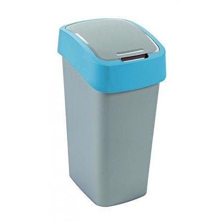 Odpadkový kôš s výklopným vekom, na triedenie odpadu, plastový, 45 l, CURVER, modrá/sivá