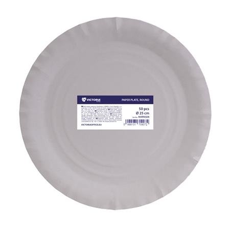 Papierový tanier, okrúhly, priemer: 25 cm, VICTORIA FACILITY