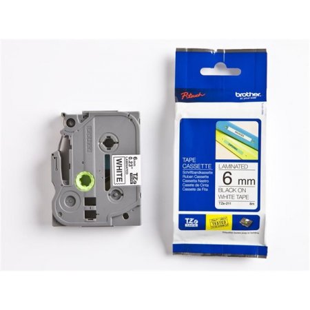 Páska do štítkovača, 6 mm x 8 m, BROTHER, biela-čierna