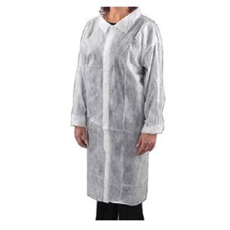 Návštevnícky plášť, jednorazový, suchý zips, polypropylén, 20 g, veľkosť S, biely