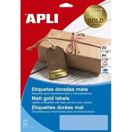 Etikety, k laserovým tlačiarňam a kopírovacím strojom, 45,7x21,2 mm, APLI,  matné, v zlatej farbe, 960 etikiet/balenie