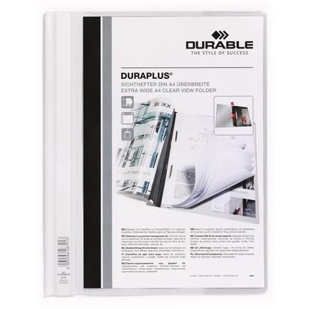 Rýchloviazač, A4, široký, priehľadné vrecko, DURABLE "DURAPLUS®", biely