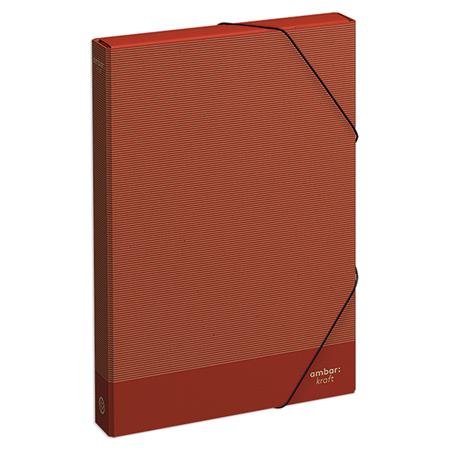 Box na zošity, 40 mm, kartón, A4, AMBAR "Kraft", mix farieb