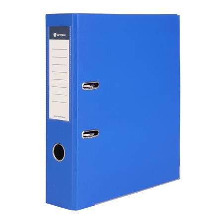 Pákový šanón, 75 mm, A4, PP/kartón, s ochranným spodným kovaním, VICTORIA OFFICE, "Basic", kráľovský modrý