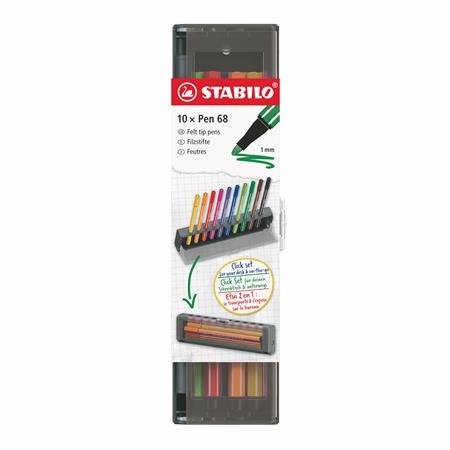 Fixky, sada, 1 mm, STABILO "Pen 68", 10 ks stolová sada