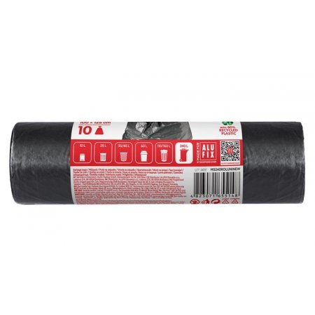 Vrecia na odpadky, 240 l, 10 ks, 100x125 cm, 40 µ, ALUFIX, čierna