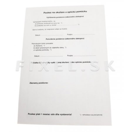 Poukaz na okuliare a optickú pomôcku A5 50-listov