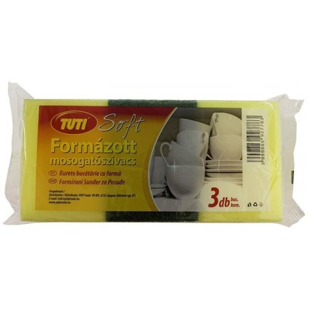 Špongia na riad, tvarovaná, 3 ks, TUTI "Soft"