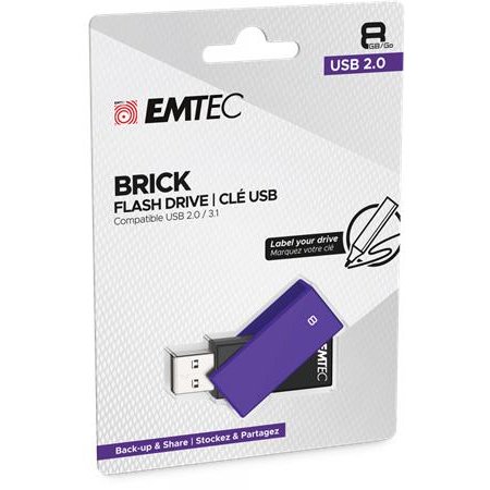 USB kľúč, 8GB, USB 2.0, EMTEC "C350 Brick", fialová