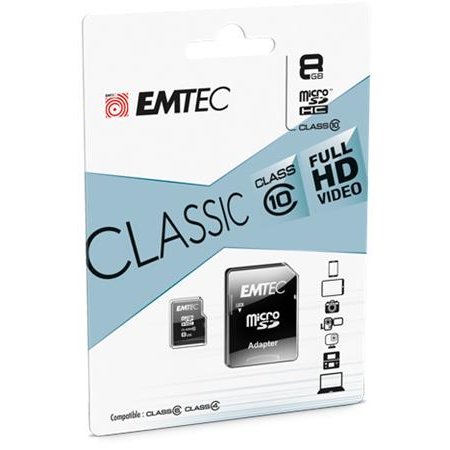 Pamäťová karta, microSD, 8GB, 20/12 MB/s, EMTEC "Classic"