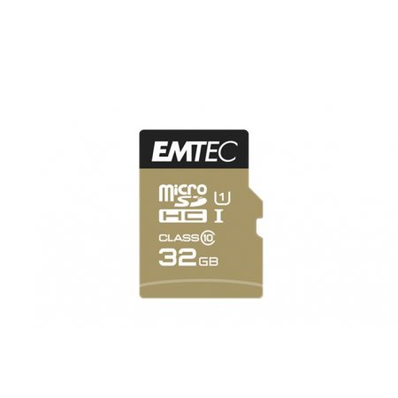 Pamäťová karta, microSDHC, 32GB, UHS-I/U1, 85/20 MB/s, adaptér, EMTEC "Elite Gold"