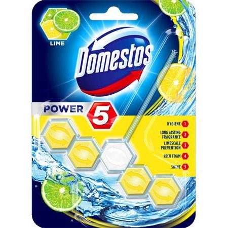WC osviežujúci blok, 1 ks, DOMESTOS "Power 5", limetka