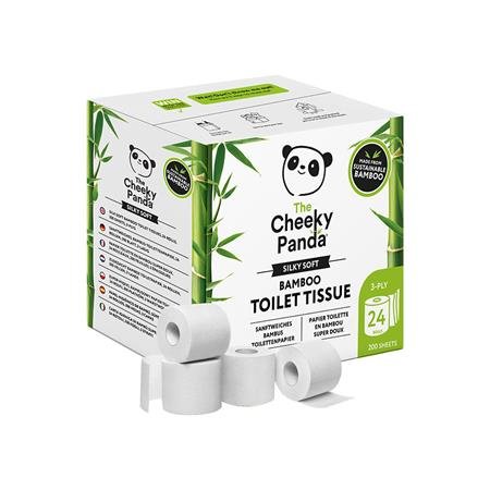 Toaletný papier, bambusový, 3-vrstvový, malý kotúč, 24 kotúčov, CHEEKY PANDA, biely