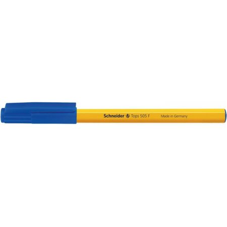 Guľôčkové pero, 0,3 mm, s vrchnákom, SCHNEIDER "Tops 505 F", modré