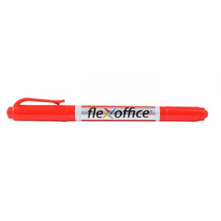 Permanentný popisovač, 0,4/1,0 mm, kužeľový, obojstranný, FLEXOFFICE "PM01", červený