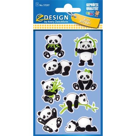 Nálepky, plast, 1 hárok, 76x120 mm, AVERY ZWECKFORM, "Z-Design No.57297", panda
