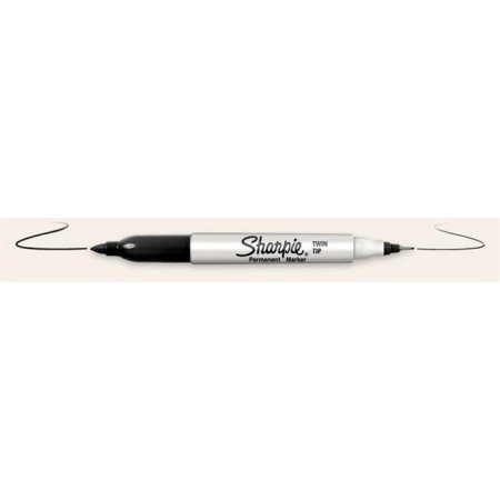 Permanentný popisovač, kužeľový hrot, 2 konce, SHARPIE "Twin Tip", čierny