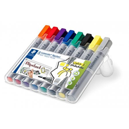 Popisovač na flipchart, mix sada, 2/2-5 mm, STAEDTLER "Lumocolor 356", 8 rôznych farieb