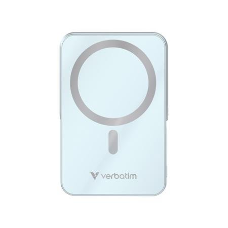Power banka, externá batéria, magnetická (bezdrôtová), 10 000 mAh, stojanček, VERBATIM "Charge n Go", modrá