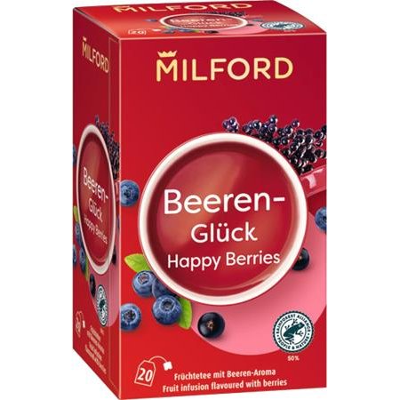 Ovocný čaj, 20x2,5 g, MILFORD "Happy berries", bobuľové ovocie