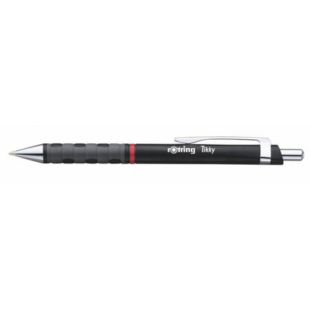 Guľôčkové pero, 0,8 mm, stláčací mechanizmus, čierne telo,  ROTRING "Tikky", modrá
