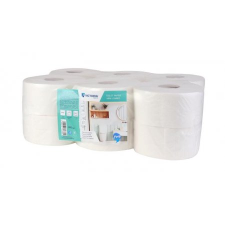 Toaletný papier, 2-vrstvový, priemer 19 cm, VICTORIA HYGIENE "Fine Mini Jumbo", biely