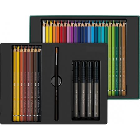 Akvarelové ceruzky, sada, so štetcom, FABER-CASTELL "Albrecht Dürer & Pitt Artist Pen", 37 ks