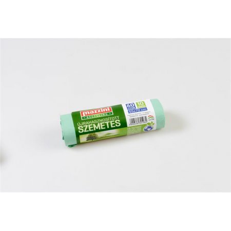 Vrecia na odpadky, recyklované, 60 l, 10 ks, 55x70 cm, 14 µ, MAZZINI, zelená