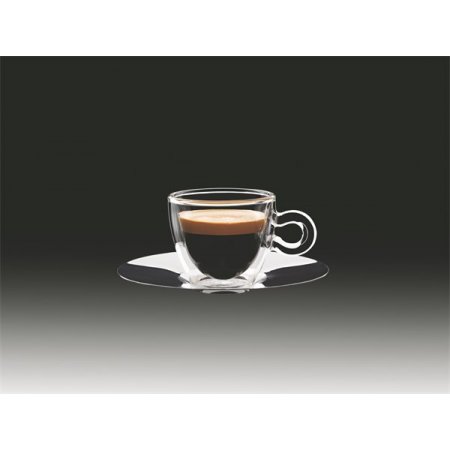 Šálka na espresso, nerezová podšálka, dvojité sklo, 6,5 cl, 2 ks, "Thermo"  