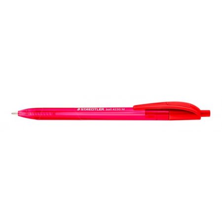 Guľôčkové pero, 1 mm, stláčací mechanizmus, STAEDTLER "Ball 423 M", červené