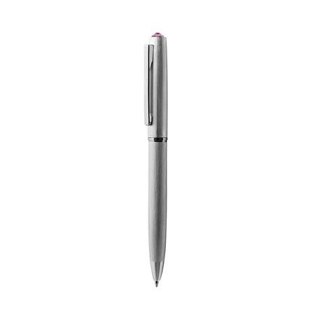 Guľôčkové pero, strieborná, "Oslo", s ružovým krištáľom SWAROVSKI®, 13 cm, ART CRYSTELLA®