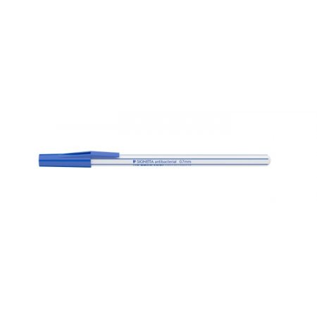 Gulôčkové pero, displej, 0,7 mm, s vrchnákom, antibakteriálne, ICO "Signetta", modrá