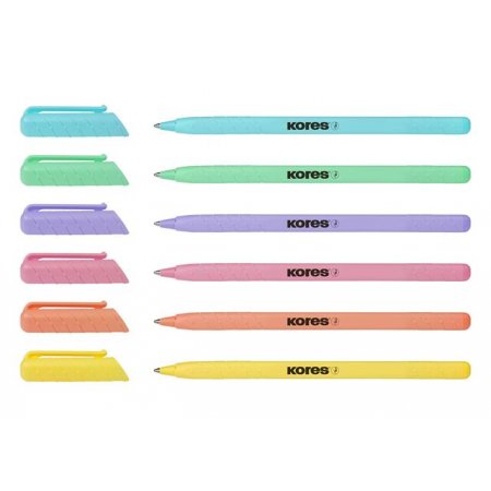Guľôčkové pero, 1,0 mm, s vrchnákom, trojhranné, KORES "K0R-M Pastel", modrá