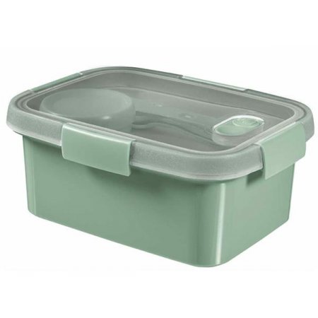 Dóza na potraviny, s príborom, hranatá, plastová, 1,2 l, CURVER "Smart Eco", svetlozelená
