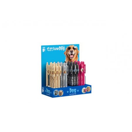 Guľôčkové pero, displej, 0,8 mm, stláčací mechanizmus, telo pera: psík, ICO "Dog", modrá
