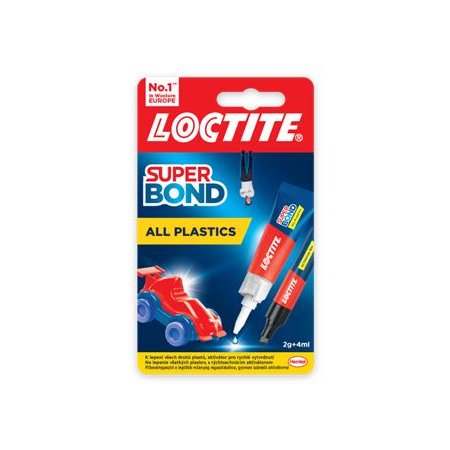 Sekundové lepidlo, gél, 2 g + 4 ml, HENKEL "Loctite Super Bond Plastik"