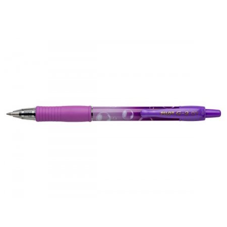 Gélové pero, 0,32 mm, stláčací mechanizmus, PILOT "G-2 Purple Bubble", modrá