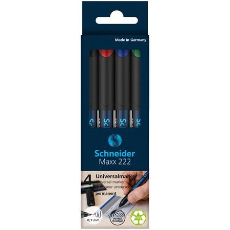 Permanentný popisovač, OHP, 0,7 mm, SCHNEIDER "Maxx 222 F", 4 rôzne farby
