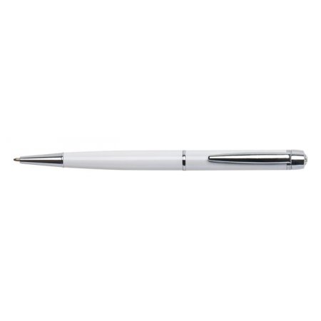 Guľôčkové pero, Crystlas from SWAROVSKI®, s bielym krištáľom, ART CRYSTELLA "Lille Pen", biela