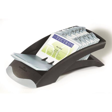 Kartotéka na vizitky, plastová, 200-kusová, A-Z rozlišovač, ležatá, DURABLE, "VISIFIX®", čierna