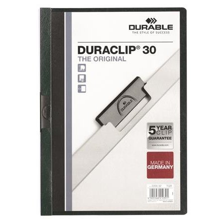 Rýchloviazač, s klipom, A4, DURABLE "DURACLIP® 30", tmavomodrá