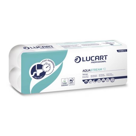 Toaletný papier, 2-vrstvový, malý kotúč, 22 m, LUCART "Aquastream 10"