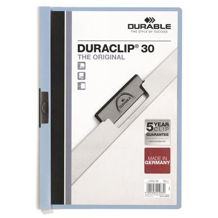 Rýchloviazač, s klipom, A4, DURABLE "DURACLIP® 30", modrý