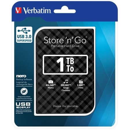2,5" HDD (pevný disk), 1TB, USB 3.0, VERBATIM "Store n Go", čierna